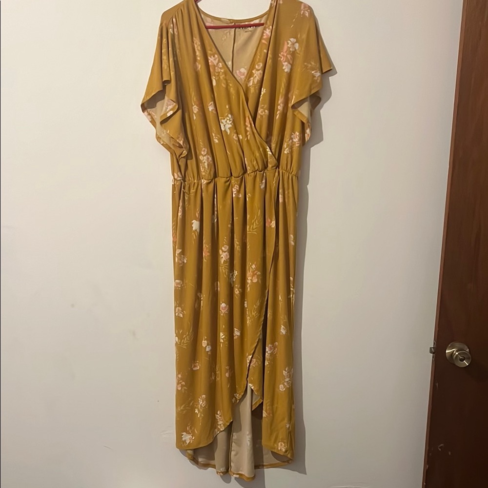 Ava & Viv Mustard Yellow Floral Dress